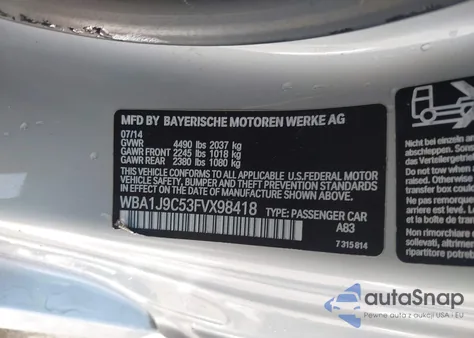 2015 BMW M235 xDrive z USA, uszkodzony, nr VIN WBA1J9C53FVX98418